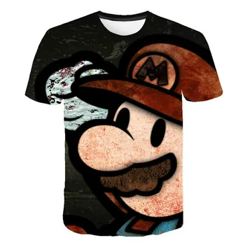 Super Mario clásico T-shirt para niños y niñas, hip hop super de moda de la personalidad de la camiseta, los niños de la Calle de la animación de la camiseta de clo