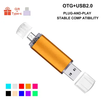 LOGOTIPO de encargo del Metal Multicolor OTG USB Flash Drive Pen Drive de 4 gb 8 gb 16 gb 32 gb 64 gb de Memoria 3 en 1 Palo para el Teléfono Inteligente/PC Regalos