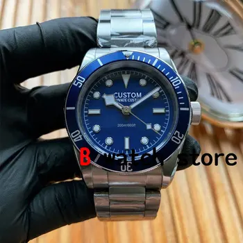 Hombres reloj automático de lujo de la marca 42 mm cristal de zafiro Japonés 8215 movimiento 5bar luminosa esfera azul reloj mecánico