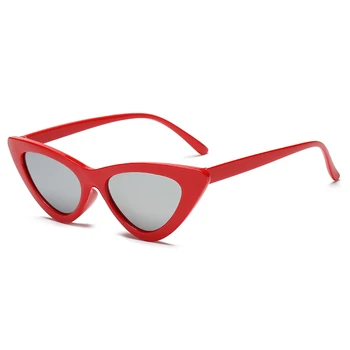 Ojo de gato Gafas de sol Sexy Señora Linda Sunglases Rojo y Negro de las gafas de sol de Espejo de Marco de Mercurio de la Lente de Color Transparente