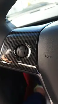 3pcs de la Chispa de fibra de Carbono, el Modelo Y el volante de la Dirección parche de decoración Para el Tesla Model 3 Model3 Interior Modificado accesorios