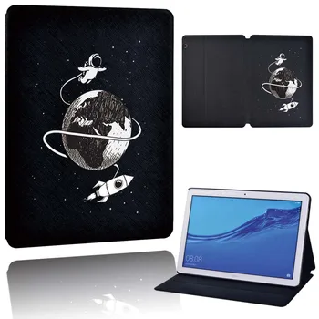 Flip dibujos animados Astronauta de Cuero de la Tableta de Caso de la Cubierta para Huawei MediaPad T5 10 10.1/MediaPad T3 8/MediaPad T3 10 9.6/M5 Lite/M5 10.8