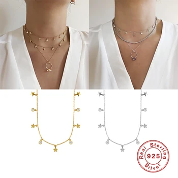 BOAKO Personalizado Lindo INS CZ Estrella de Gargantilla Collar de la Plata Esterlina 925 Para la Novia el Compromiso de la Joyería Collares Mujer Regalo