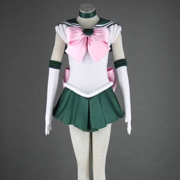 Anime De Sailor Moon Makoto Kino/Sailor Júpiter Traje De Cosplay Vestido De Sailor Moon Makoto Kino Sailor Júpiter Verde Zapatos Botas