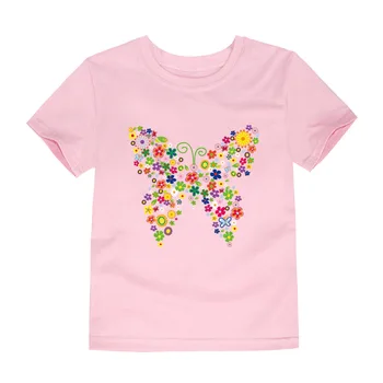 2018 Verano de la Marca Nuevo Bebé Niñas Camisetas de los Niños de la Mariposa de la Flor de Camisetas de los Niños Floral de Verano Tops para la Chica de la Camiseta de la Chica