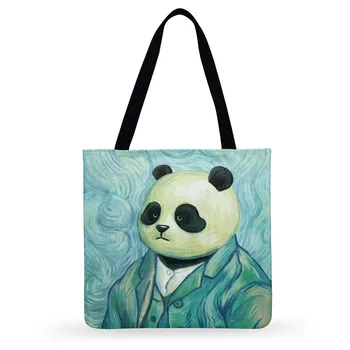 Gritando Panda Impreso Bolsa Divertido Famosas Pinturas De La Bolsa De Compras Plegable Bolsa Para Mujer Casual Bolso De Las Señoras Bolso De Hombro Bolso De La Playa
