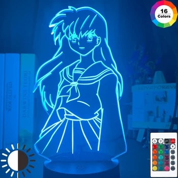 Kagome Higurashi Figura Niñas Led Luz de Noche para el Dormitorio de la Decoración de la Luz Fresca del Regalo de Cumpleaños para los niños los Niños Lamparita 3d Lámpara de Inuyasha