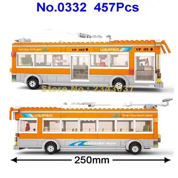 Sluban 457pcs urbano único de la cubierta amarilla de trolebús autobús bloques de construcción de 5 de Juguete