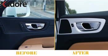 Para Volvo XC 60 XC60 2018 2019 2020 de Fibra de Carbono Coche Manija de la Puerta Interior Bol Cubierta de Accesorios decorativos de Alta Configuración de Modelo