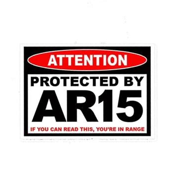 Personalidad 3D etiqueta Engomada del Coche Protegido AR15 AR 15 de Advertencia de Arma de fuego de Fusil Auto Accesorios Coche de la Ventana de PVC de la prenda Impermeable de 13cm X 10cm