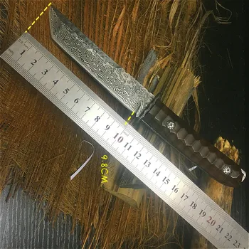 （EVERRICHE ）Damasco espada samurai 60HRC sharp camping cuchillo cuchillo de caza tácticas de Damasco cerca-en la espada
