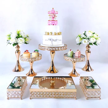 3-11pcs Cristal Cake Stand Conjunto de espejo de Metal Cupcake stand decoraciones de Postres Pedestal de la Fiesta de la boda de la Pantalla de la bandeja de la torta