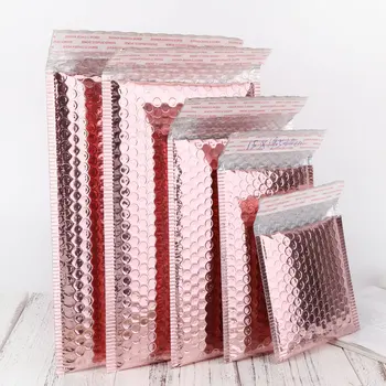 De Oro rosa de papel de Aluminio de Empaquetado de Envío de la Burbuja de los Sobres Sobres Acolchados Bolsa de Regalo Burbuja de Correo de Sobres Bolsa 20x28cm