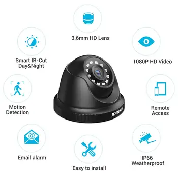 ANNKE 2MP 1080P HD de la Seguridad del Sistema de Vigilancia de la Cámara de Corte de IR de la Visión Nocturna de la Grabación de Audio Carcasa Impermeable Kit de la Cámara
