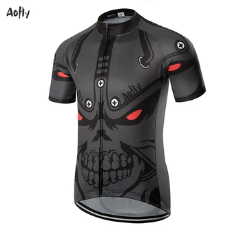 Nueva 2020 Aofly Milenio Demonio ropa Dominante Rojos Ojos del Cráneo del Estilo de Verano Ciclismo Kit de bicicleta de Montaña corta Tops 9D pad pantalón