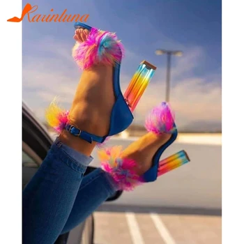 Karinluna 2020 Nuevo Diseño, Más el Tamaño de 46 Tacones Parte COMPLEMENTOS Sandalias Zapatos de las Mujeres de la Hebilla de la Correa de colores de Verano Sandalias de Mujer