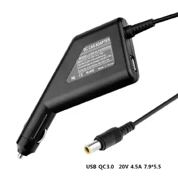 90W 20V 4.5 control de calidad 3.0 USB de la computadora Portátil Cargador de Coche Para Lenovo Thinkpad X60 X 61 Z60 Z61 X 200 X300 T60 T61 T400 teléfono Móvil de la Tableta de GPS