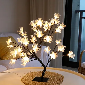 LED Sakura Árbol de la Mesa de Luz Decorativa de la Mesita de noche, Lámparas USB 36/48leds para Casa Habitación de la Boda Decoración Nórdica Luz de la Noche