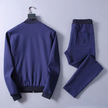 El MULTIMILLONARIO conjunto de ropa Deportiva de los hombres 2021 invierno gruesa nuevo casual de algodón Cómodo cierre de cremallera al aire libre del bordado de la tela escocesa de gran tamaño M-3XL