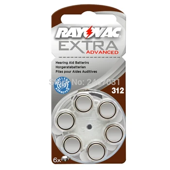 Nuevo 60 células/10card Rayovac Extra 1.4 V el Rendimiento de las Pilas de los audífonos. Zinc-Aire 312/A312/PR41 de Baterías para audífonos CIC
