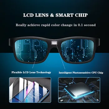 KAIXING de los Hombres Gafas de sol de Camaleón de Conducción Gafas de LCD Smart Chip Fotocromáticas de Gafas de sol Polarizadas Anti-reflejos de las Gafas Para las Mujeres