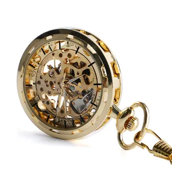 Vintage Reloj de Bolsillo con Bolsillo de la Cadena de Cara Abierta de Diseño de Bolsillo Mecánico Reloj Exquisito Bolsillo Colgante de Reloj de Regalos para hombres