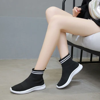 2020 Mujer Zapatillas de deporte de Moda los Calcetines Zapatos Casual Zapatillas de deporte de Verano de punto Vulcanizado Zapatos de las Mujeres pisos de Entrenadores de Tenis Feminino
