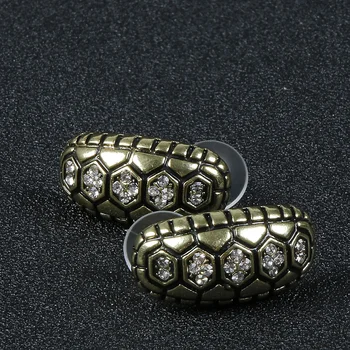 Sistema de la Joyería de la vendimia para las Mujeres de la Vendimia del Metal Geométricas 43 cm Collar Collar Aretes Conjuntos Con Cristal