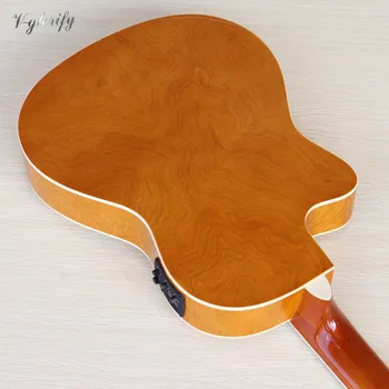 La hoja de arce incrustaciones de cuerpo delgado eléctrico de la guitarra clásica de 39 Pulgadas de color amarillo ashwood acabado de alto brillo 6 cuerda de guitarra clásica