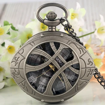 Vintage Cuarzo Relojes de Bolsillo El Ojo del Dr. Extraño Diseño Steampunk Colgante Llavero Reloj con el Collar de Cadena de Regalos para Hombres, Mujeres