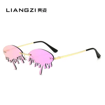 2020 futuristas gafas de sol de las mujeres de alta calidad sin marco oval muelle de gafas de sol rojo, naranja, rosa, verde oculos de sol feminino