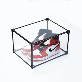 La Apertura lateral de Acrílico Transparente de la Zapatilla de deporte de la Caja de Almacenamiento Superpuestas de Ensamblaje a prueba de Polvo de la Pantalla de la Colección de Zapatos de Gabinete ZH239