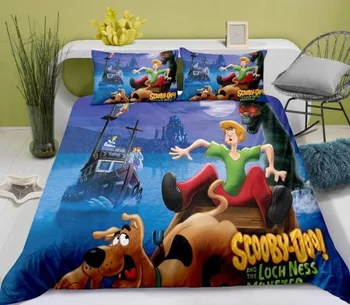 Nuevo Scooby Doo 3d, juego de Cama Impreso funda de Edredón funda de Almohada de los Niños de dibujos animados de Edredón Cubierta Set de Decoración para el Dormitorio de Tamaño de Rey.