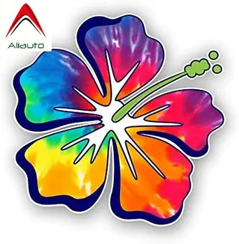 Aliauto etiqueta Engomada del Coche de Hibisco Flor Hawaiana protector solar resistente al agua para la Ventana del Auto Accesorios Calcomanía de Vinilo,15cm*15cm
