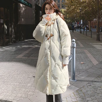Las mujeres de la Chaqueta de Invierno 2020 Nueva Moda de Algodón-Acolchado Croissant Hebilla coreano Flojo Gruesa de Color Sólido Pan Hembra Capa de 40M