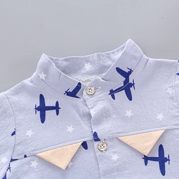 Niños Bebé Niños Casual de Manga Corta de las Aeronaves de Impresión T-shirt Tops+Cortos juego de Traje