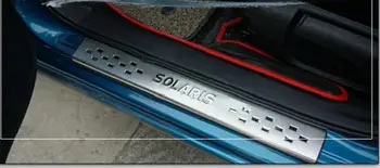 Para Hyundai Solaris 2011-2018 Inoxidable Umbral de la Puerta de la Tira de Bienvenida Coche de Pedales Estilo etiqueta Engomada de la Auto Accesorios 4 Pcs