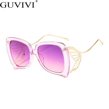 Guvivi De Moda De Gran Tamaño Gafas De Sol De Las Mujeres 2019 Marca De Diseñador De La Gran Plaza De Gafas De Sol De La Mariposa Decoración De Ojo De Gato Tonos Gafas