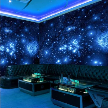Personalizado de la Foto de fondo de pantalla 3D Espacio Azul Cielo Estrellado Murales KTV Bar del Club Decoración de la Pared de la etiqueta Engomada 3D Auto-Adhesivo Impermeable 3D Fondos de pantalla