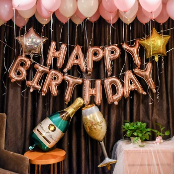 Feliz Cumpleaños globo de aire Cartas Alphabe Rose la lámina de Oro de los globos de niños de juguete de la fiesta de la boda cumpleaños globos de helio parte globo