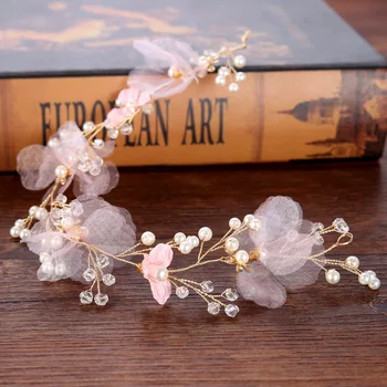 Hecho a mano exquisito pink simples accesorios para el cabello de novia de la boda vestido de accesorios