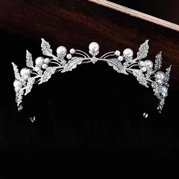 De novia de la Boda Tiaras y Coronas de Brillantes de Cristal de diamante de imitación de Perlas de Diademas para las Niñas Mujeres Novia Noiva del Pelo de la Joyería FORSEVEN