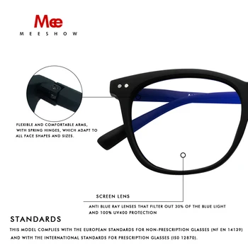 MEESHOW Anti blue ray gafas de lectura de las mujeres de los hombres de la plaza retro gafas con dioptría francés presbicia 1765 +1.5 +2.0 +2.5