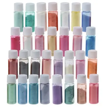 30 Color Perlado Mica En Polvo De Resina Epoxi Colorante Colorante Pigmento De La Perla Natural De Mica Mineral En Polvo De Resina Para La Fabricación De Joyas