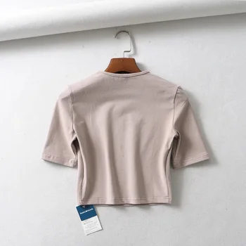 Vintage Verano tops para mujer camisetas básicas casual negro rosa camiseta de manga corta o de cuello de ropa de mujer ropa de 2020