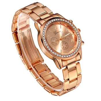 2020 De La Moda De Las Señoras De Los Relojes De Ginebra De Oro Rosa De Acero Banda De Cuarzo Relojes De Lujo De Las Mujeres Se Visten Los Relojes De Mujer Reloj De Pulsera