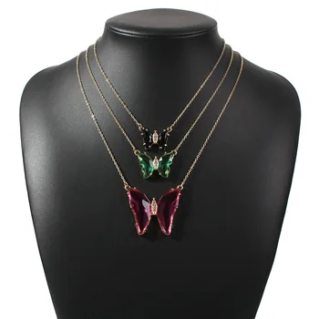 KMVEXO 3PCS/Set Lindo de la Mariposa de Cristal Colgante Collar de la Mujer de la Roca de la Moda de 3 Colores de los Animales de diamante de imitación del Partido de la Joyería de la Boda