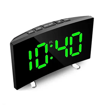 Digital de Alarma del Reloj del Espejo del LED Reloj Multifunción de Repetición de alarma de Tiempo de Visualización de la Noche LCD de la Mesa de Luz de Escritorio Reloj Despertador Cable USB