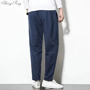 La ropa tradicional China para los hombres de wushu de la ropa de kung fu de los pantalones de lino masculino Chino pantalones de wing chun ropa V1366