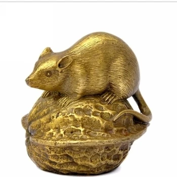 La luz de bronce de 12 zodiaco ratas Fengshui adornos, prevención de desastres y la operación de cobre ratón, nogal ratón y el artículo de bronce.